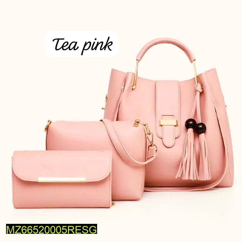 3 PCs Leather Hand Bag Set