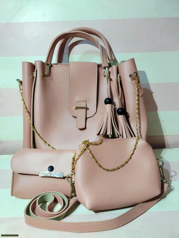 3 PCs Leather Hand Bag Set